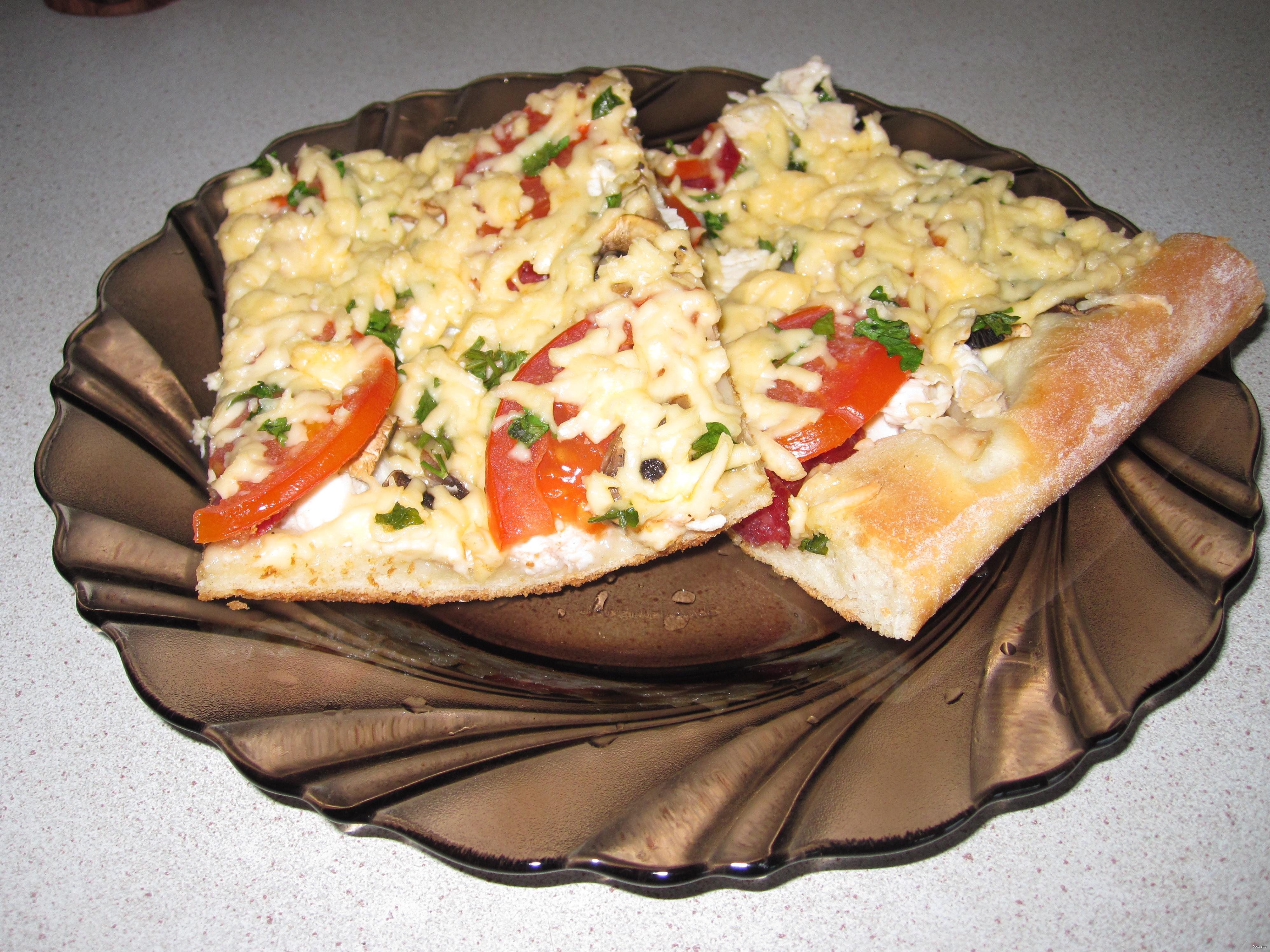 Домашняя пицца на тарелке